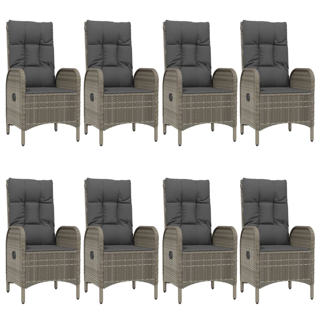 Set mobilier de grădină cu perne, 9 piese, negru/gri, poliratan GartenMobel Dekor