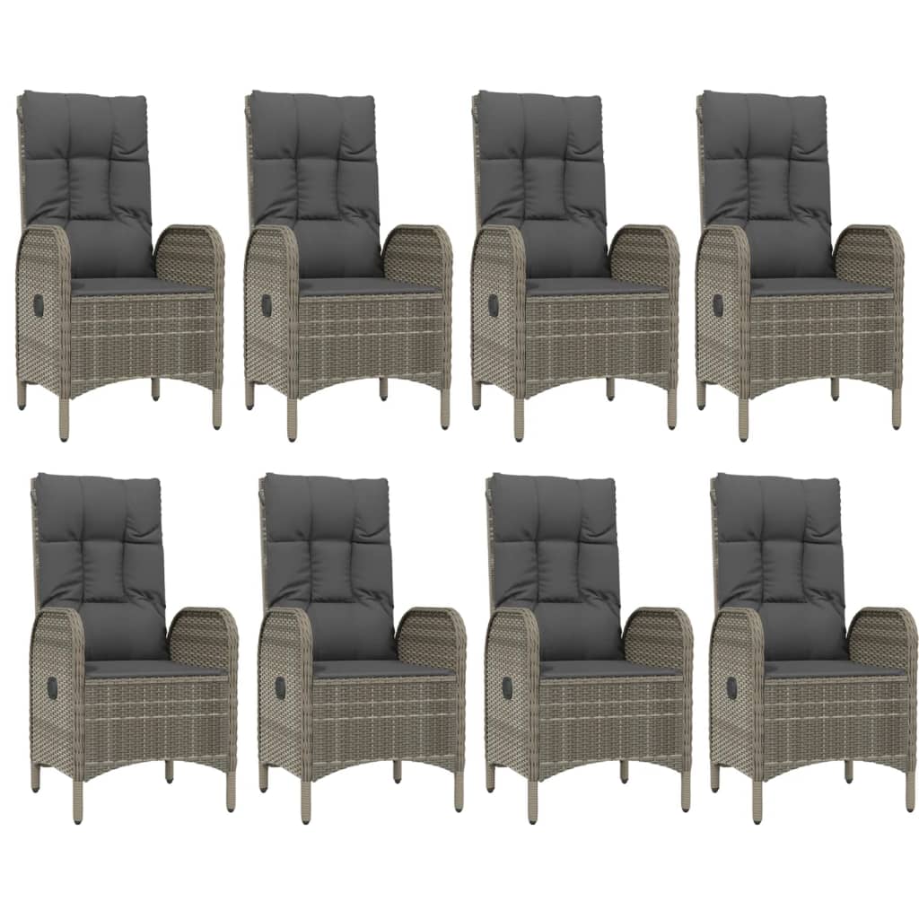 Set mobilier de grădină cu perne, 9 piese, negru/gri, poliratan GartenMobel Dekor