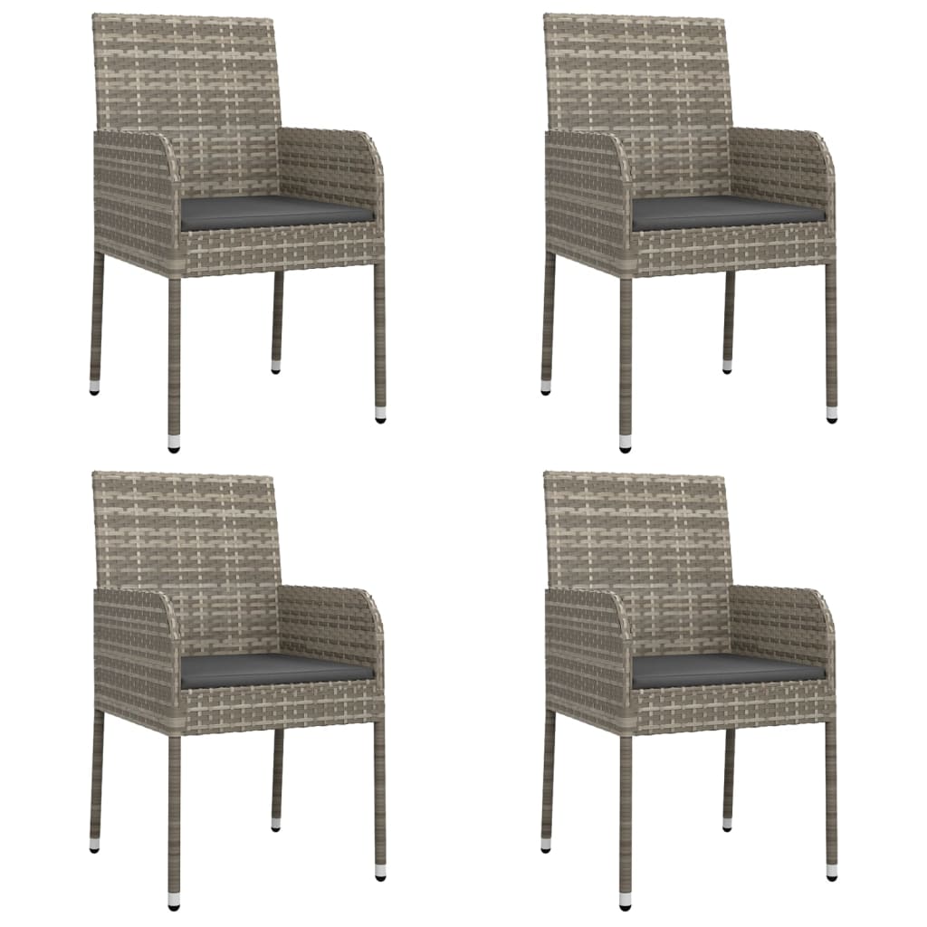 Set mobilier grădină cu perne, 5 piese, negru și gri, poliratan GartenMobel Dekor