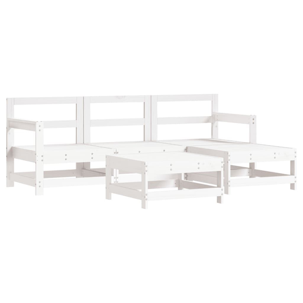 Set mobilier de grădină cu perne, 5 piese, alb, lemn masiv GartenMobel Dekor