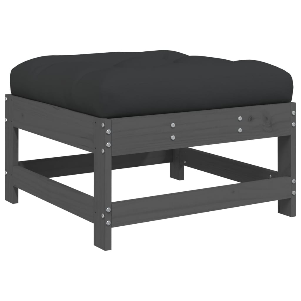 Set mobilier de grădină cu perne, 7 piese, gri, lemn masiv GartenMobel Dekor