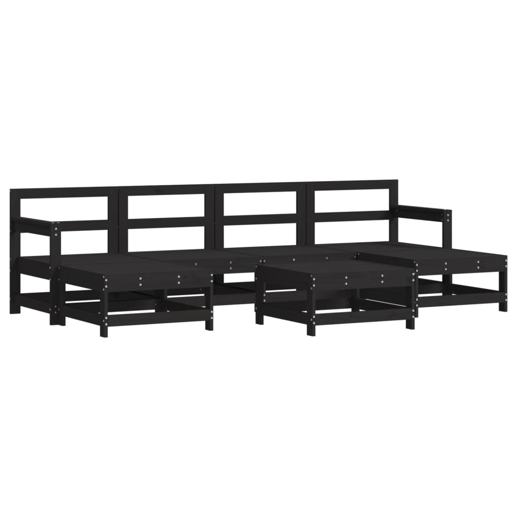 Set mobilier de grădină cu perne, 7 piese, negru, lemn masiv GartenMobel Dekor