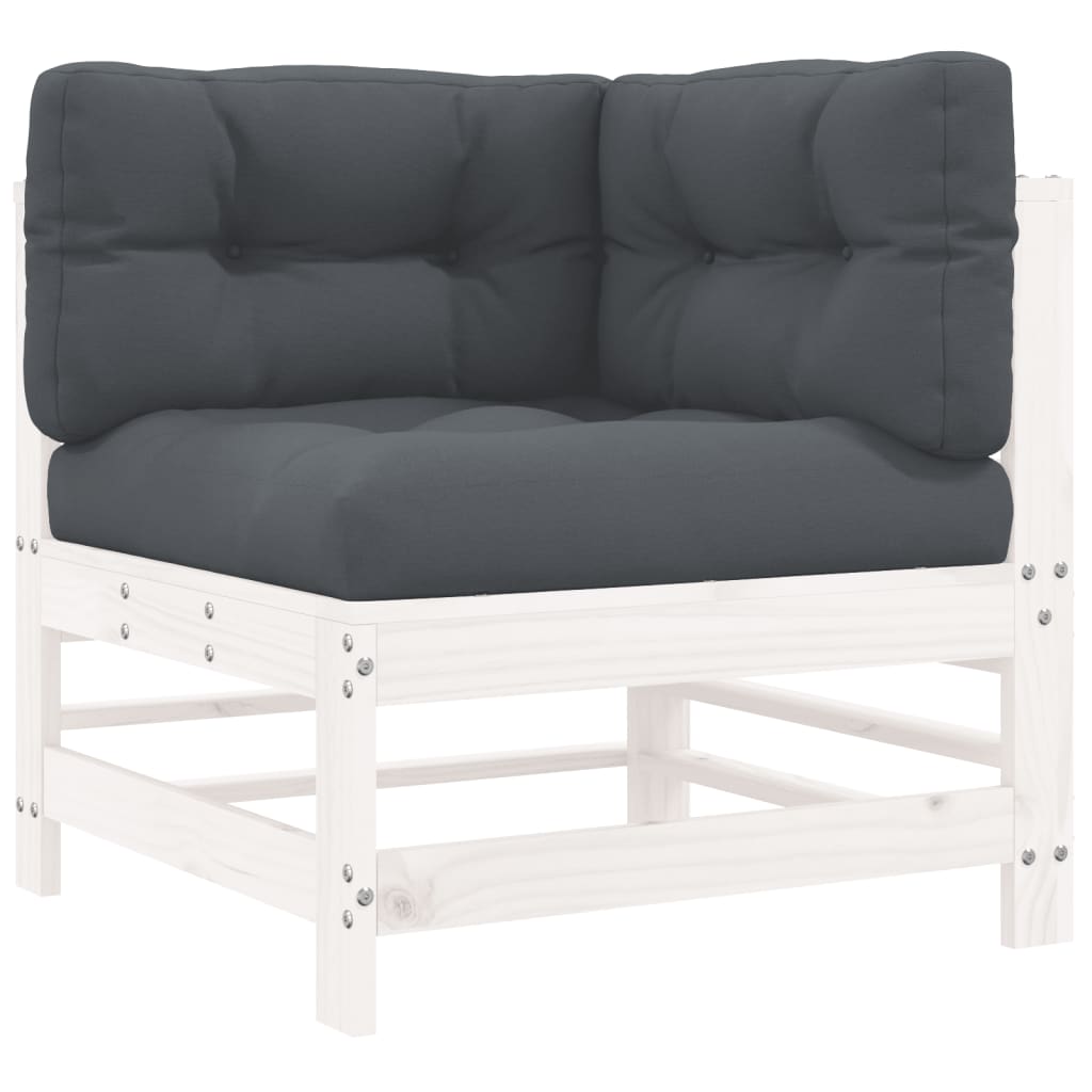 Set mobilier de grădină cu perne, 7 piese, alb, lemn masiv GartenMobel Dekor