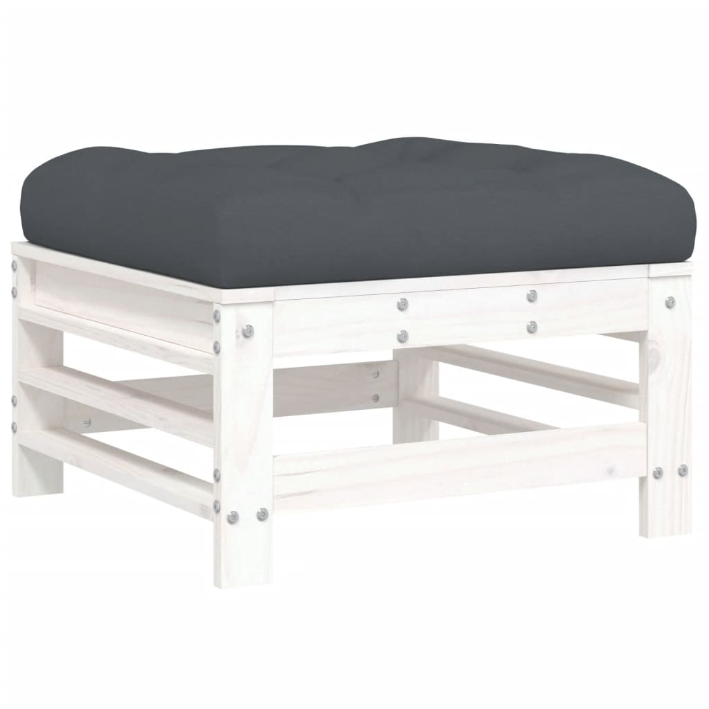 Set mobilier de grădină cu perne, 7 piese, alb, lemn masiv GartenMobel Dekor