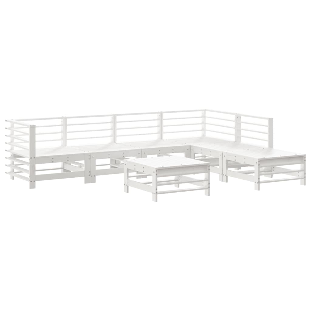 Set mobilier de grădină cu perne, 7 piese, alb, lemn masiv GartenMobel Dekor