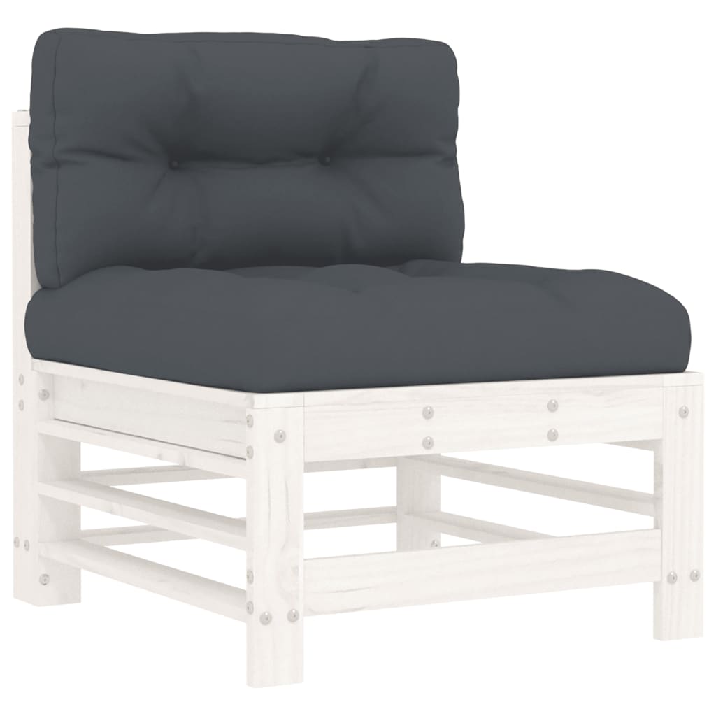 Set mobilier de grădină cu perne, 7 piese, alb, lemn masiv GartenMobel Dekor