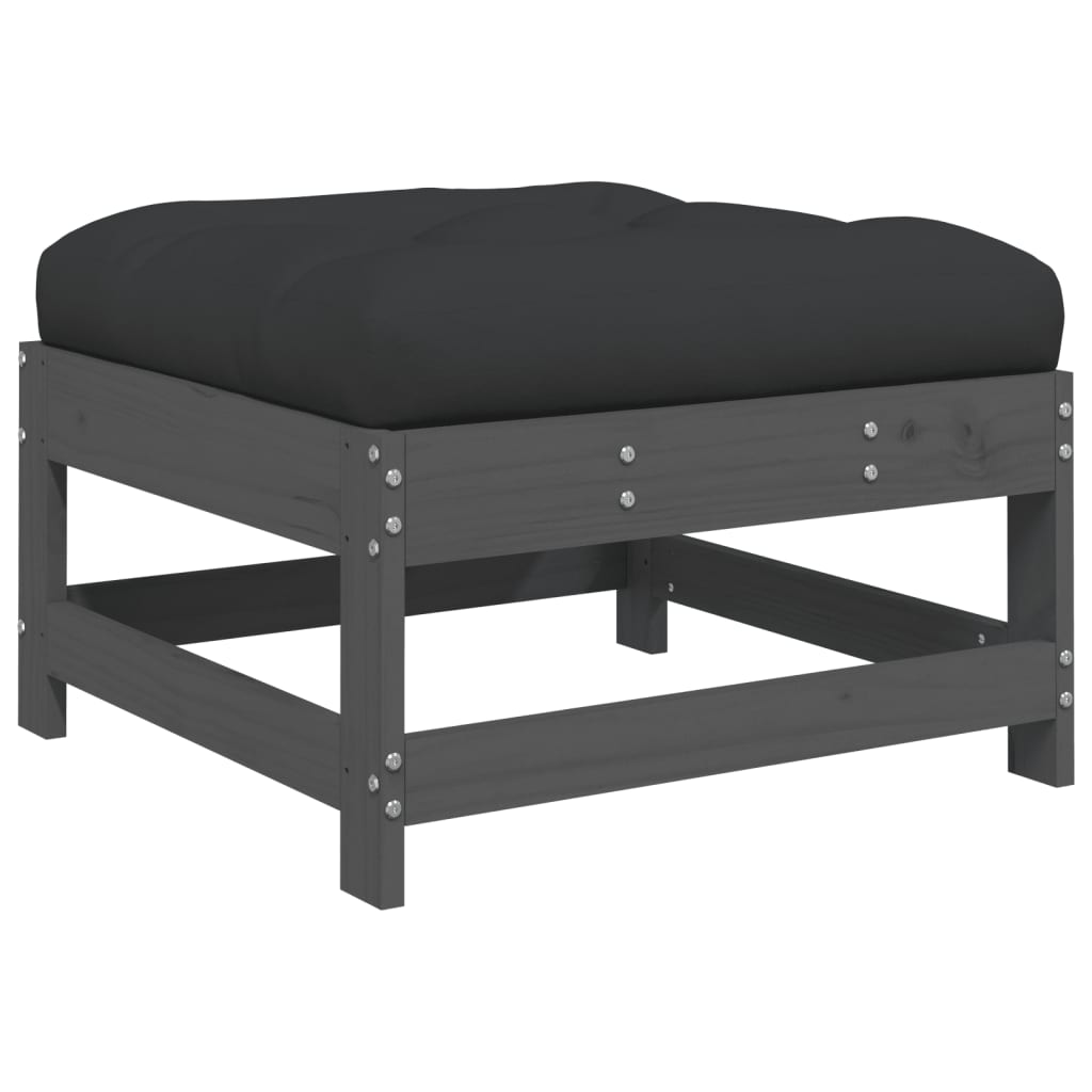 Set mobilier de grădină cu perne, 7 piese, gri, lemn masiv GartenMobel Dekor