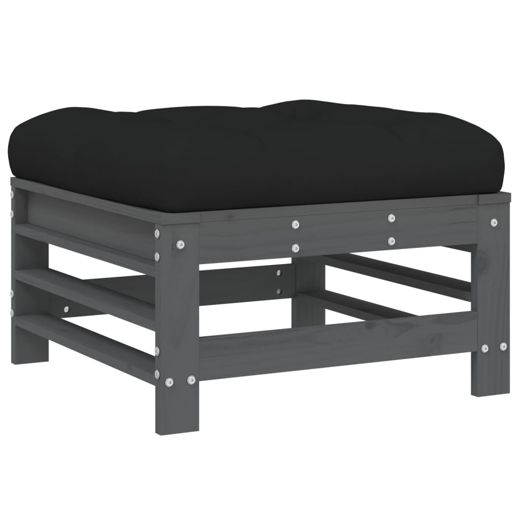 Set mobilier de grădină cu perne, 7 piese, gri, lemn masiv GartenMobel Dekor