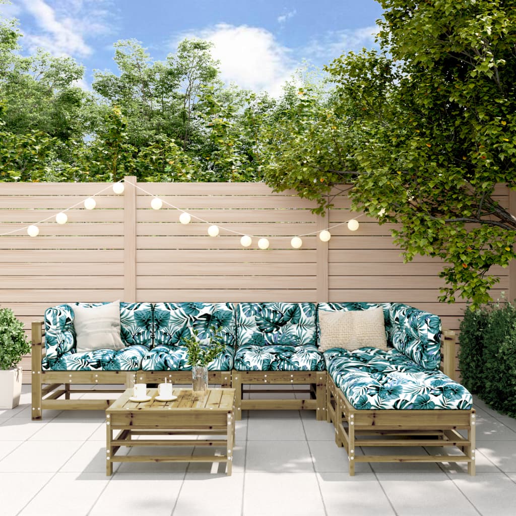 Set mobilier de grădină cu perne, 7 piese, lemn de pin tratat GartenMobel Dekor