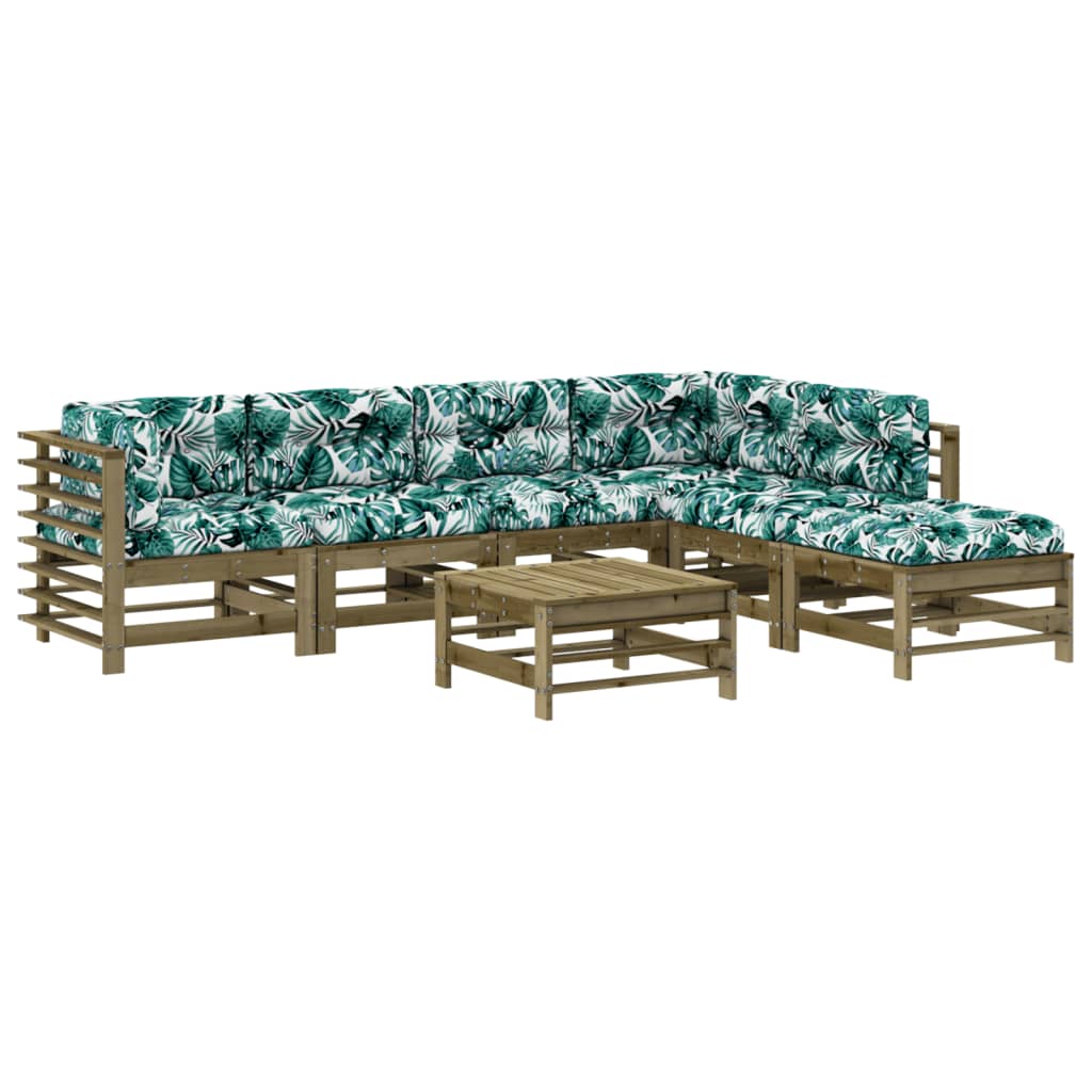 Set mobilier de grădină cu perne, 7 piese, lemn de pin tratat GartenMobel Dekor