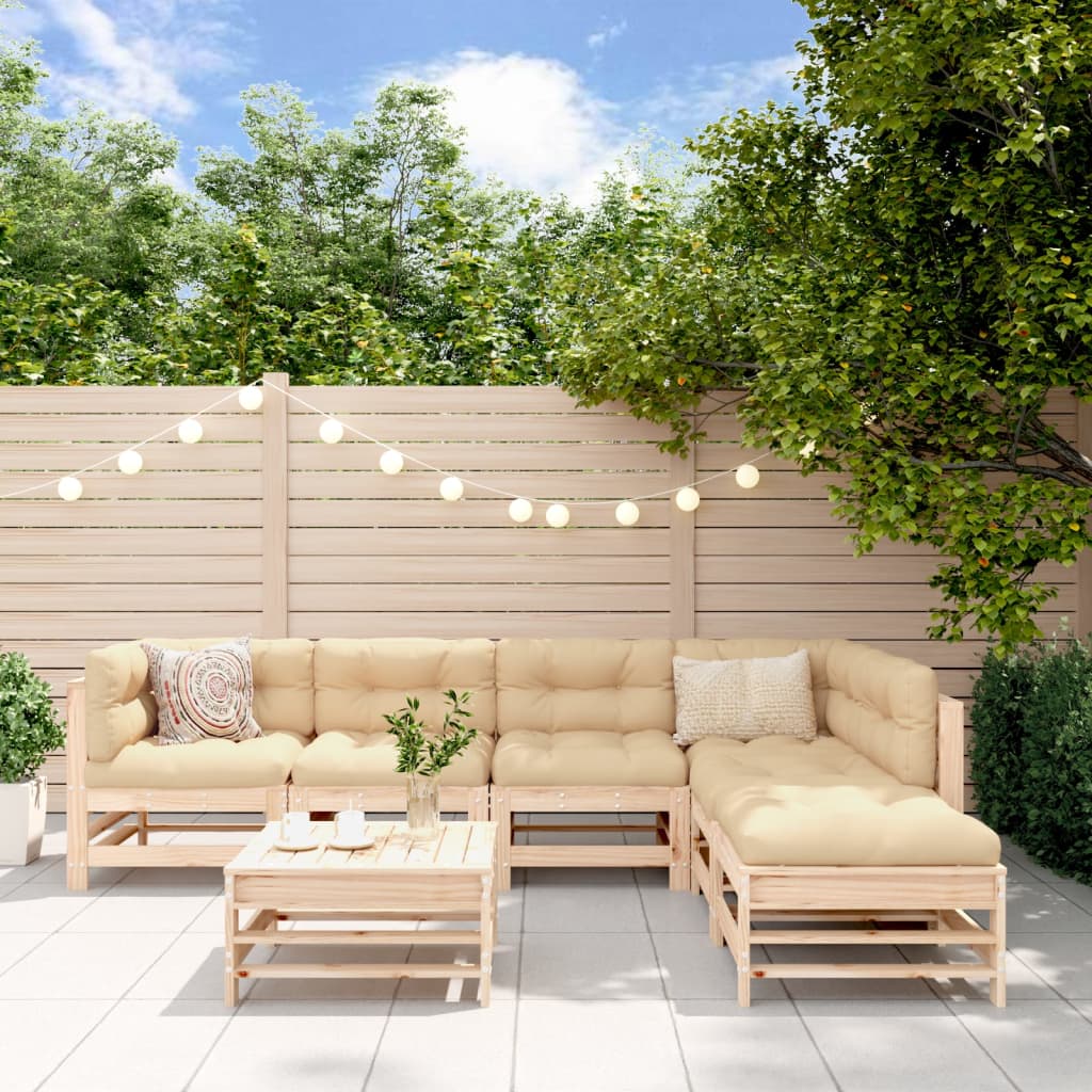 Set mobilier de grădină cu perne, 7 piese, lemn masiv GartenMobel Dekor