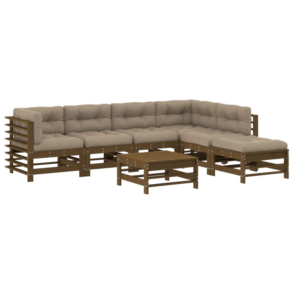 Set mobilier grădină cu perne, 7 piese, maro miere lemn masiv GartenMobel Dekor