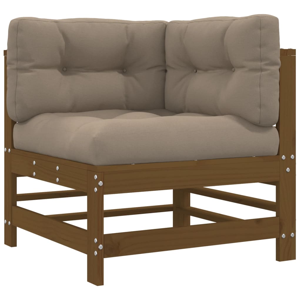 Set mobilier grădină cu perne, 7 piese, maro miere lemn masiv GartenMobel Dekor