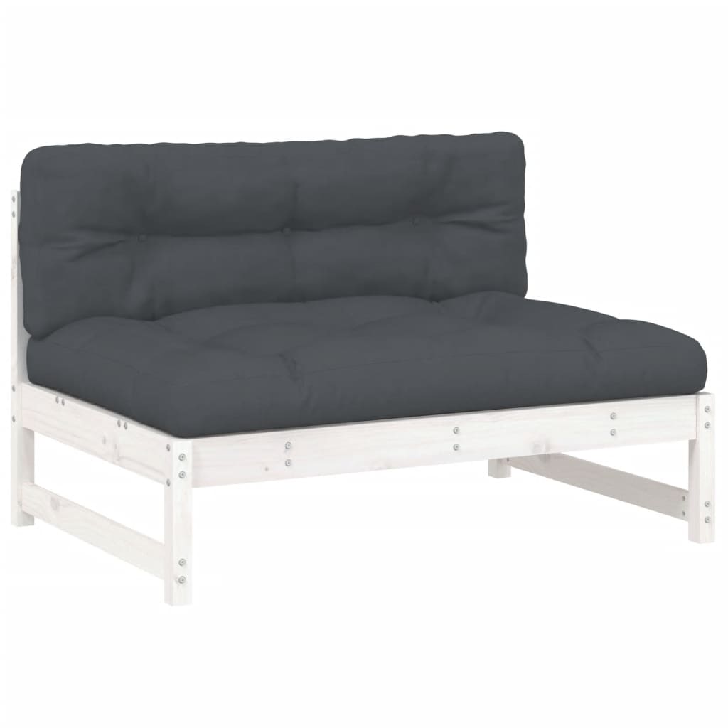 Set mobilier de grădină cu perne, 2 piese, alb, lemn masiv GartenMobel Dekor