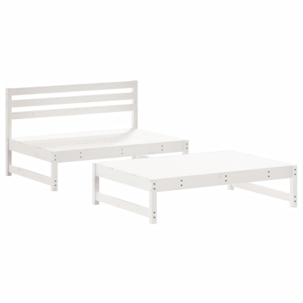 Set mobilier de grădină cu perne, 2 piese, alb, lemn masiv GartenMobel Dekor
