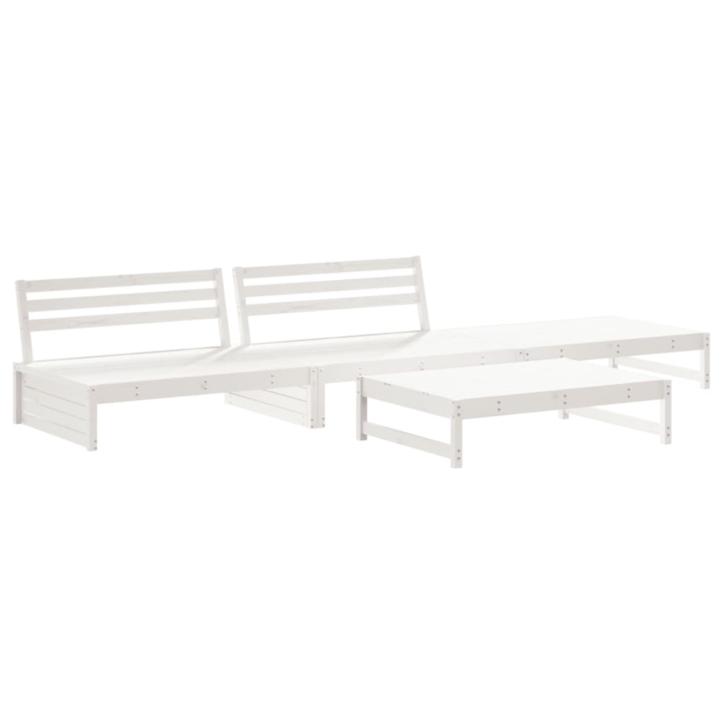 Set mobilier de grădină cu perne, 4 piese, alb, lemn masiv GartenMobel Dekor
