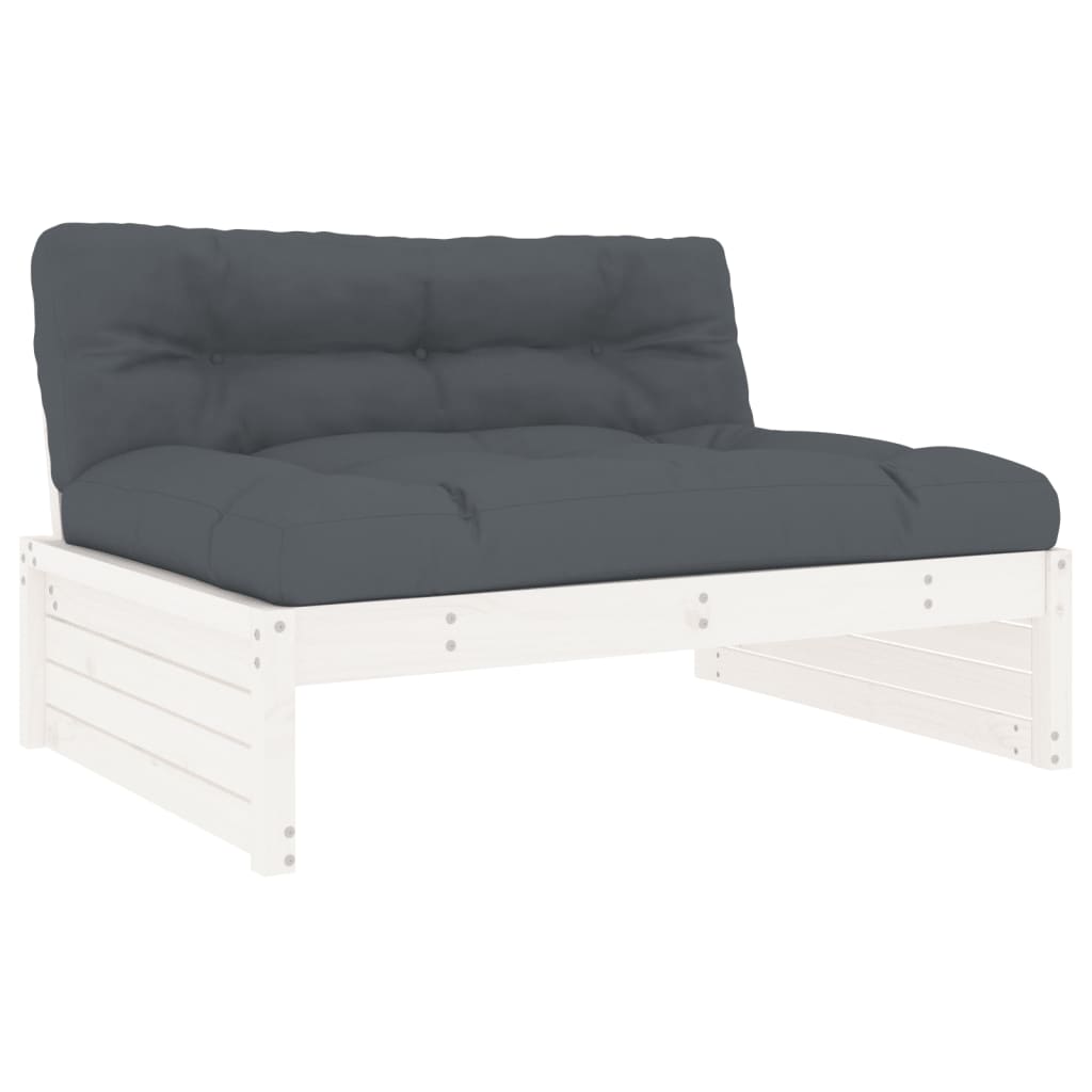 Set mobilier de grădină cu perne, 4 piese, alb, lemn masiv GartenMobel Dekor