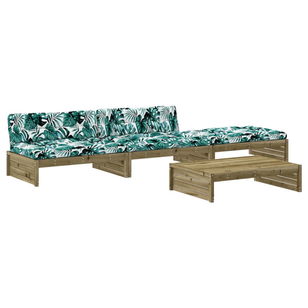 Set mobilier de grădină cu perne, 4 piese, lemn de pin tratat GartenMobel Dekor