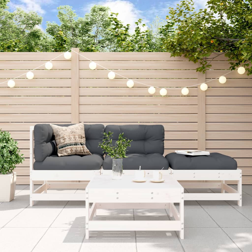 Set mobilier relaxare de grădină, 4 piese, alb, lemn masiv pin GartenMobel Dekor