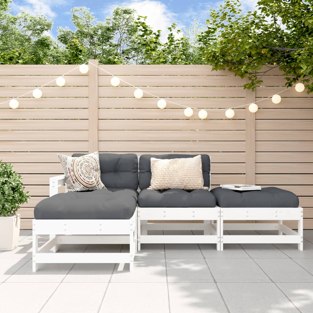 Set mobilier relaxare de grădină, 4 piese, alb, lemn masiv pin GartenMobel Dekor
