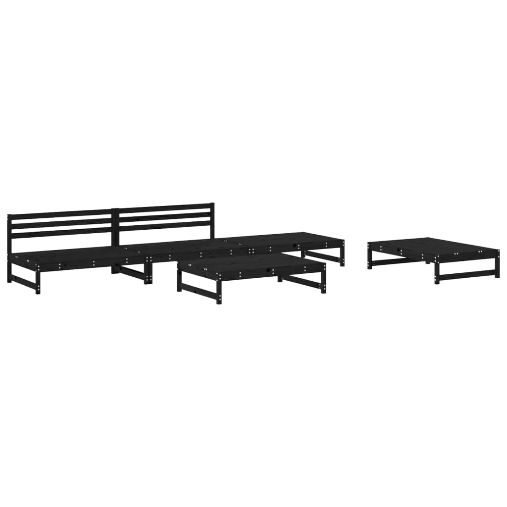 Set Set mobilier relaxare grădină 5 piese negru lemn masiv pin GartenMobel Dekor