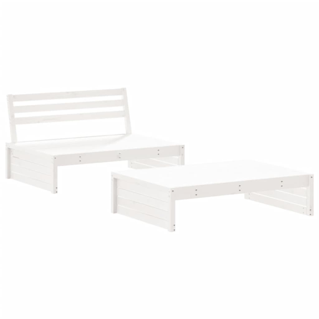 Set mobilier relaxare grădină, 2 piese, alb, lemn masiv de pin GartenMobel Dekor