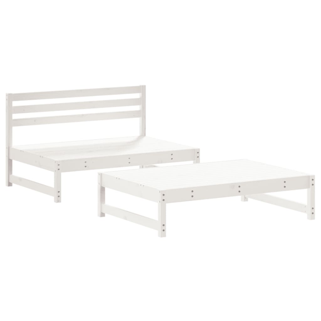 Set mobilier relaxare grădină, 2 piese, alb, lemn masiv de pin GartenMobel Dekor