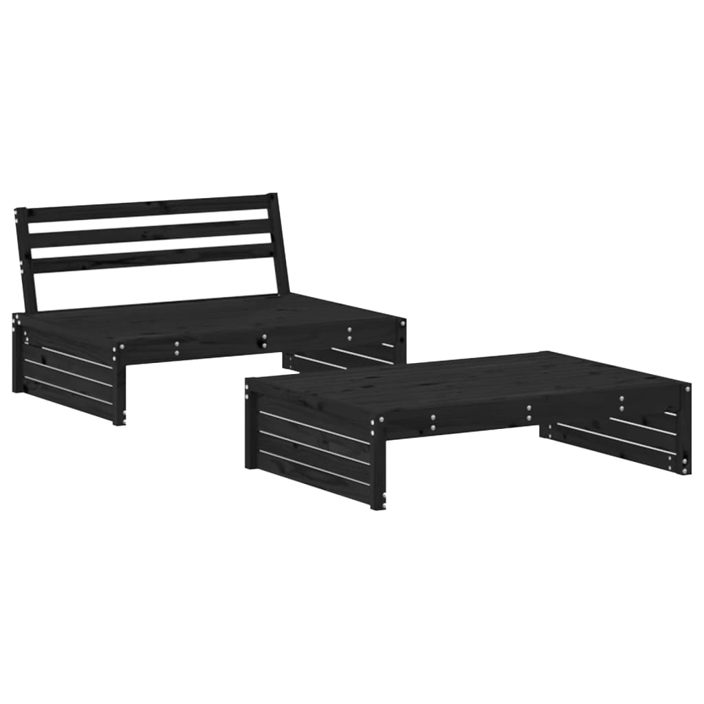 Set mobilier relaxare grădină, 2 piese, negru, lemn masiv pin GartenMobel Dekor