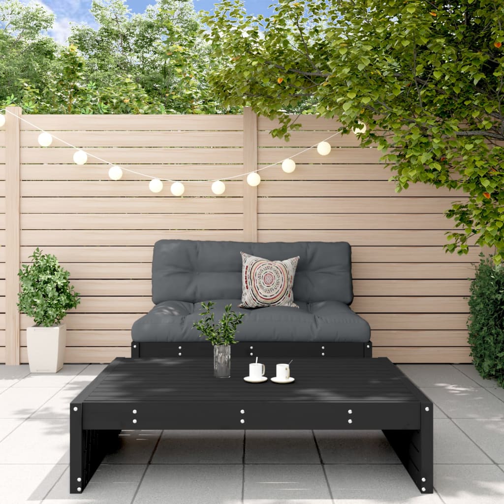 Set mobilier relaxare grădină, 2 piese, negru, lemn masiv pin GartenMobel Dekor