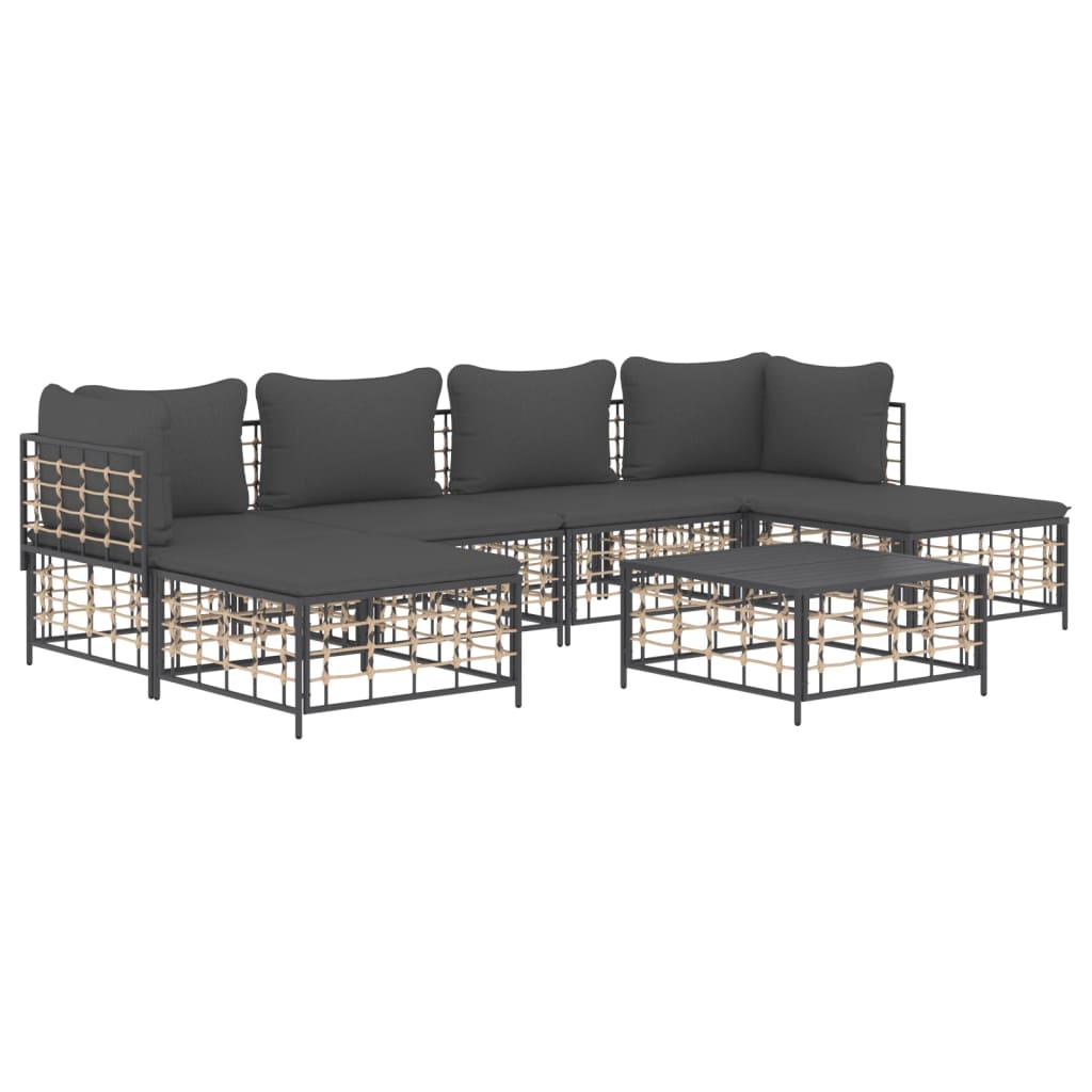 Set mobilier de grădină cu perne, 7 piese, antracit, poliratan GartenMobel Dekor