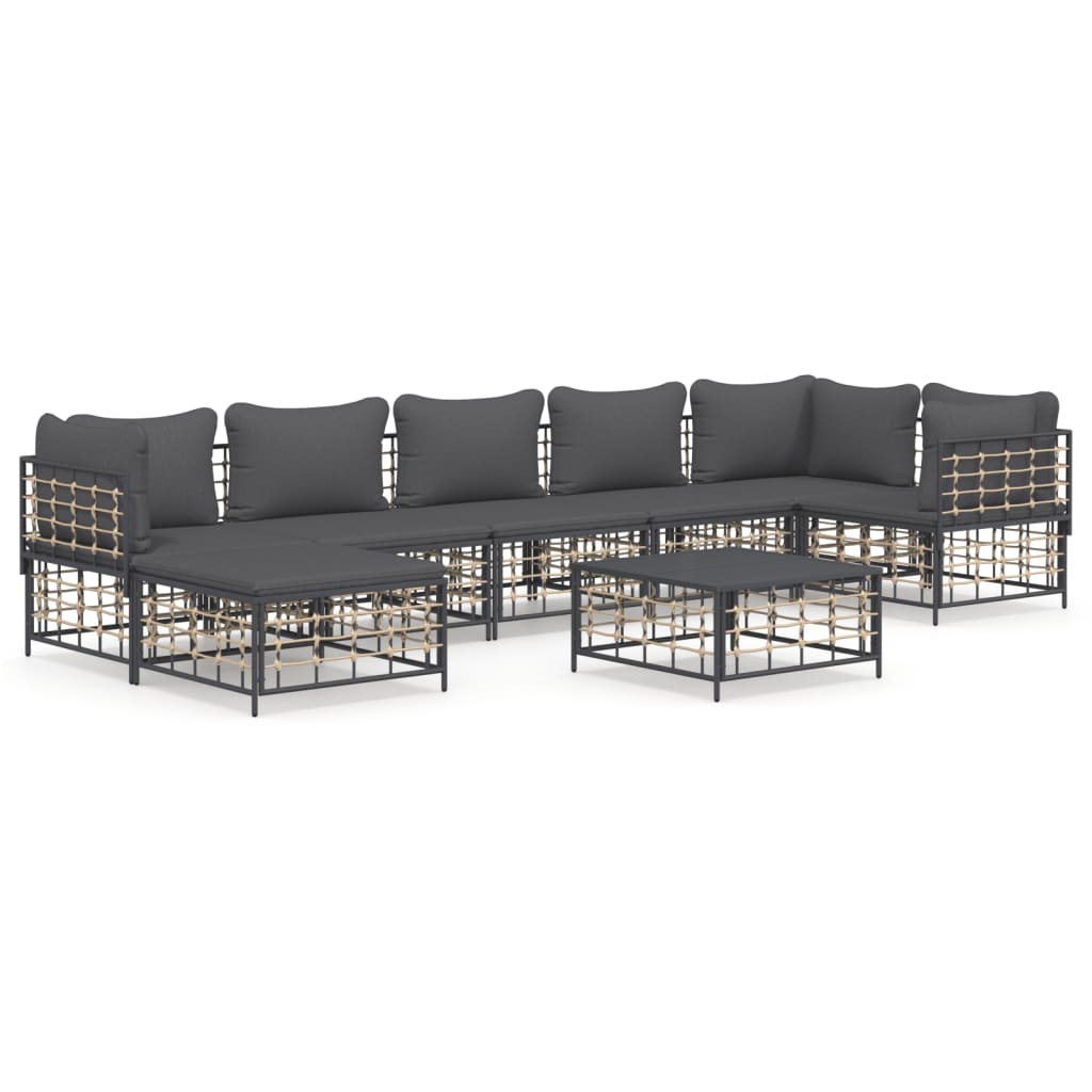 Set mobilier de grădină cu perne, 8 piese, antracit, poliratan GartenMobel Dekor