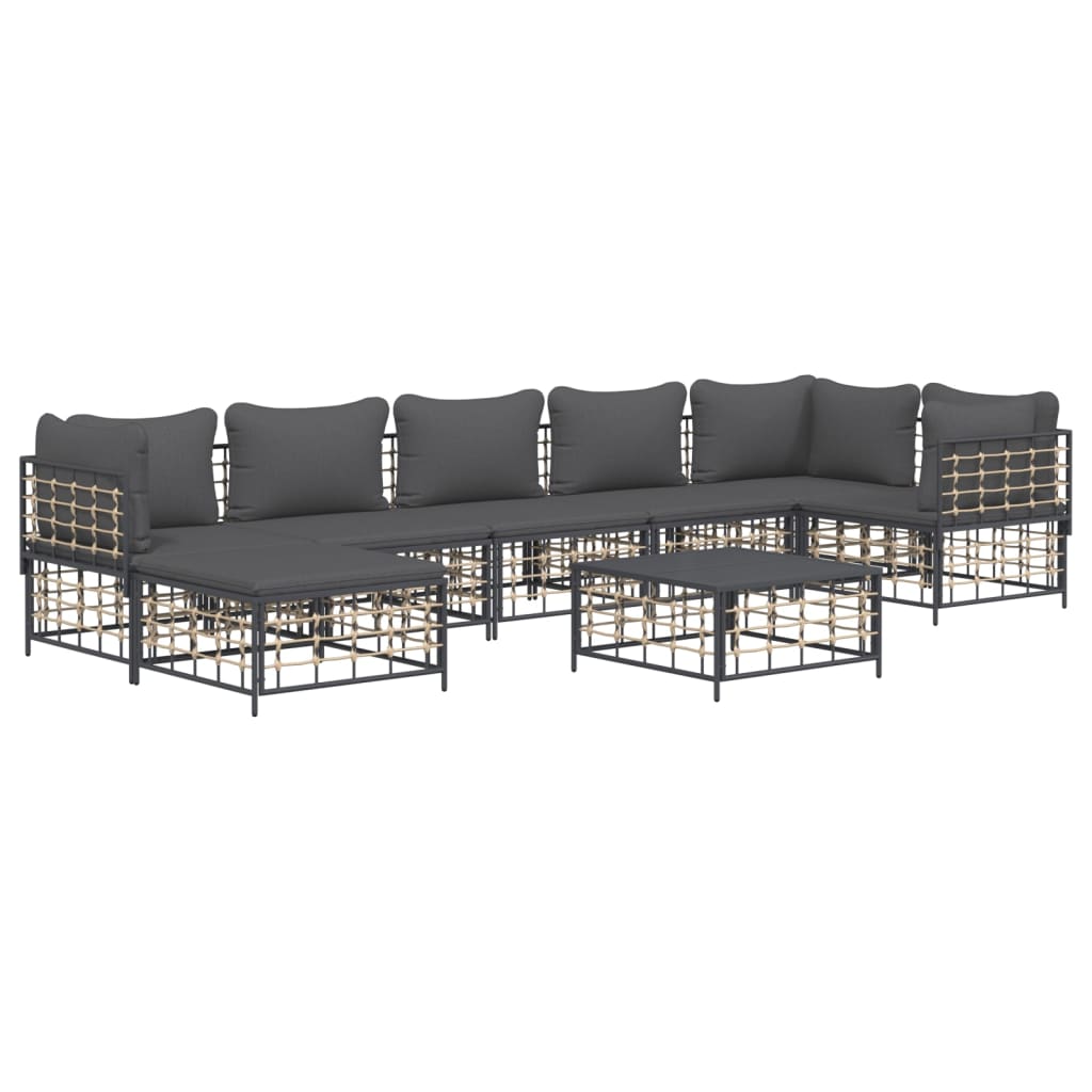 Set mobilier de grădină cu perne, 8 piese, antracit, poliratan GartenMobel Dekor
