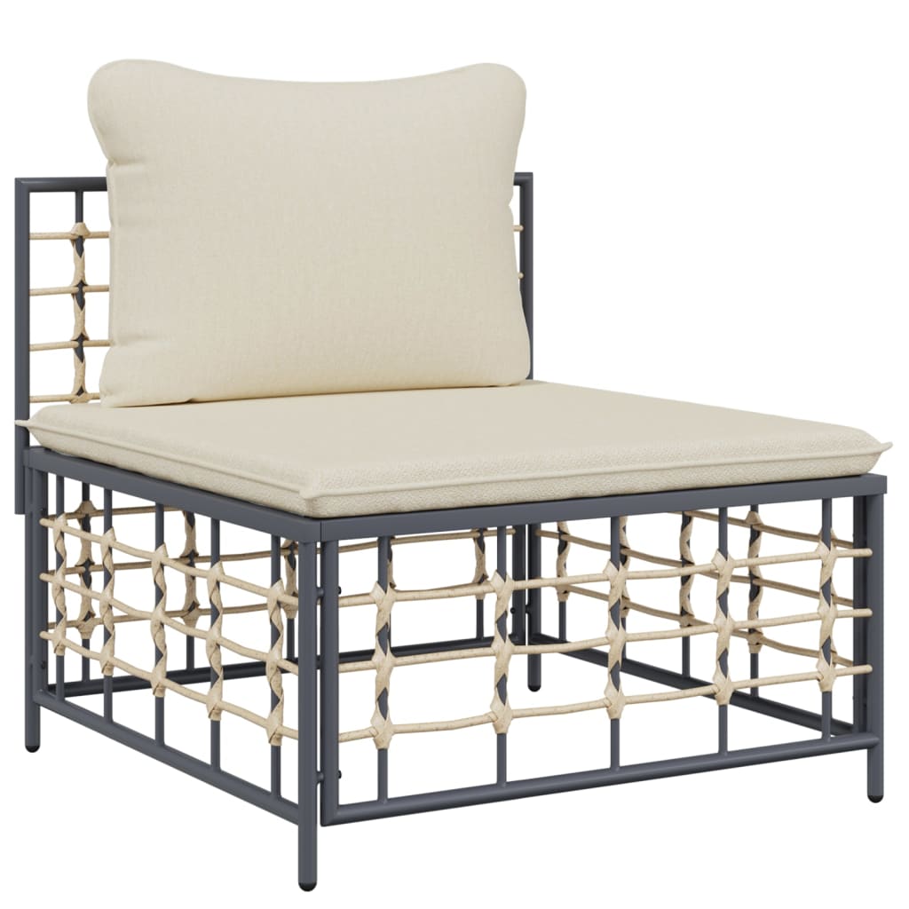 Set mobilier de grădină cu perne, 10 piese, antracit, poliratan GartenMobel Dekor