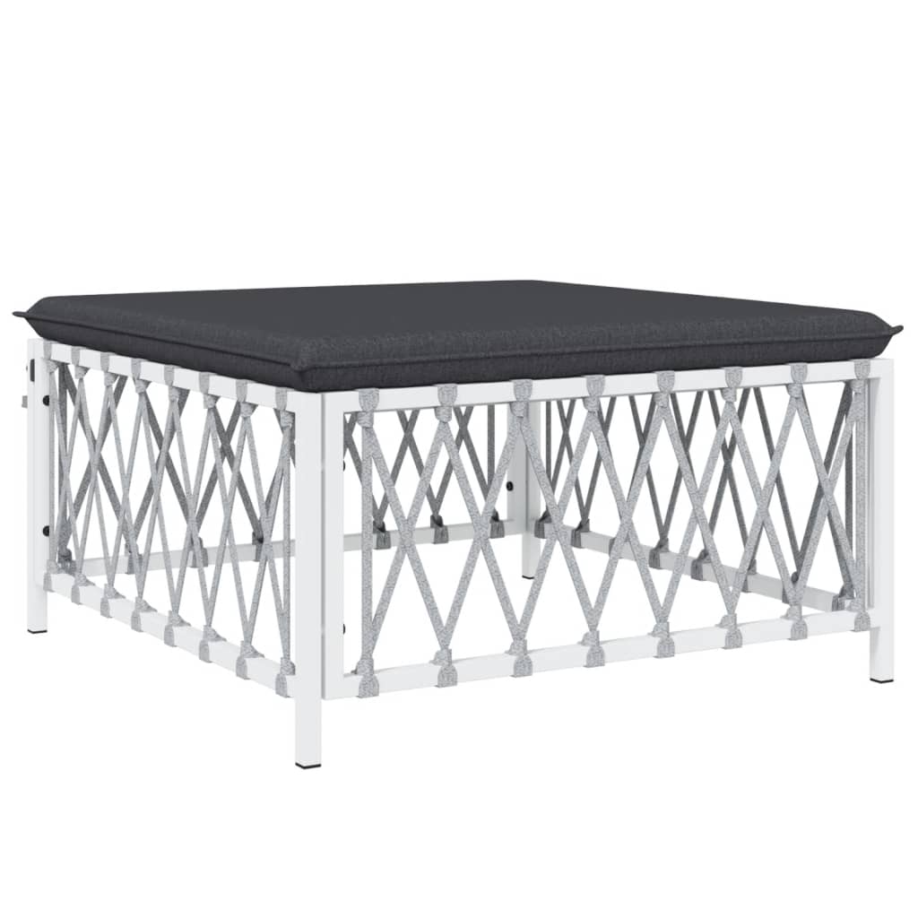 Set mobilier de grădină cu perne, 7 piese, alb, oțel GartenMobel Dekor