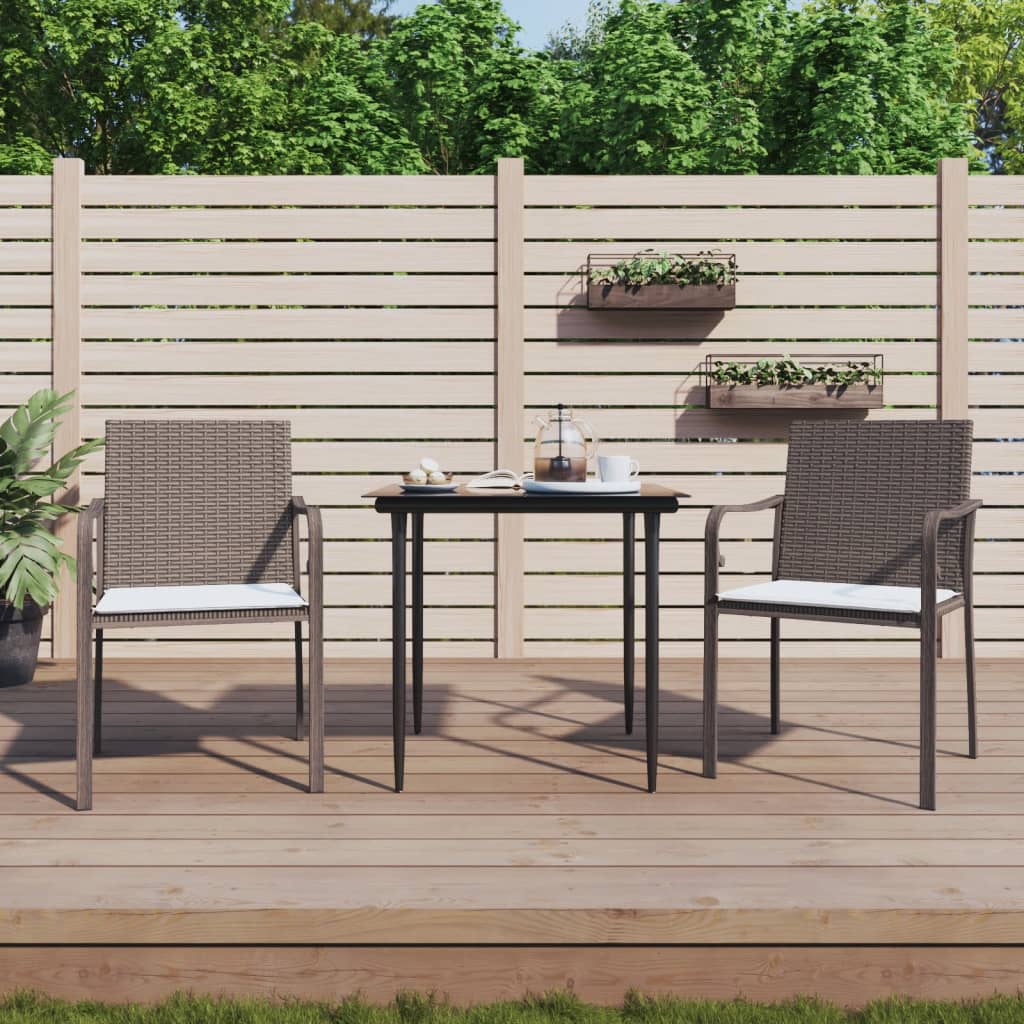 Set mobilier de grădină cu perne, 3 piese, poliratan și oțel GartenMobel Dekor