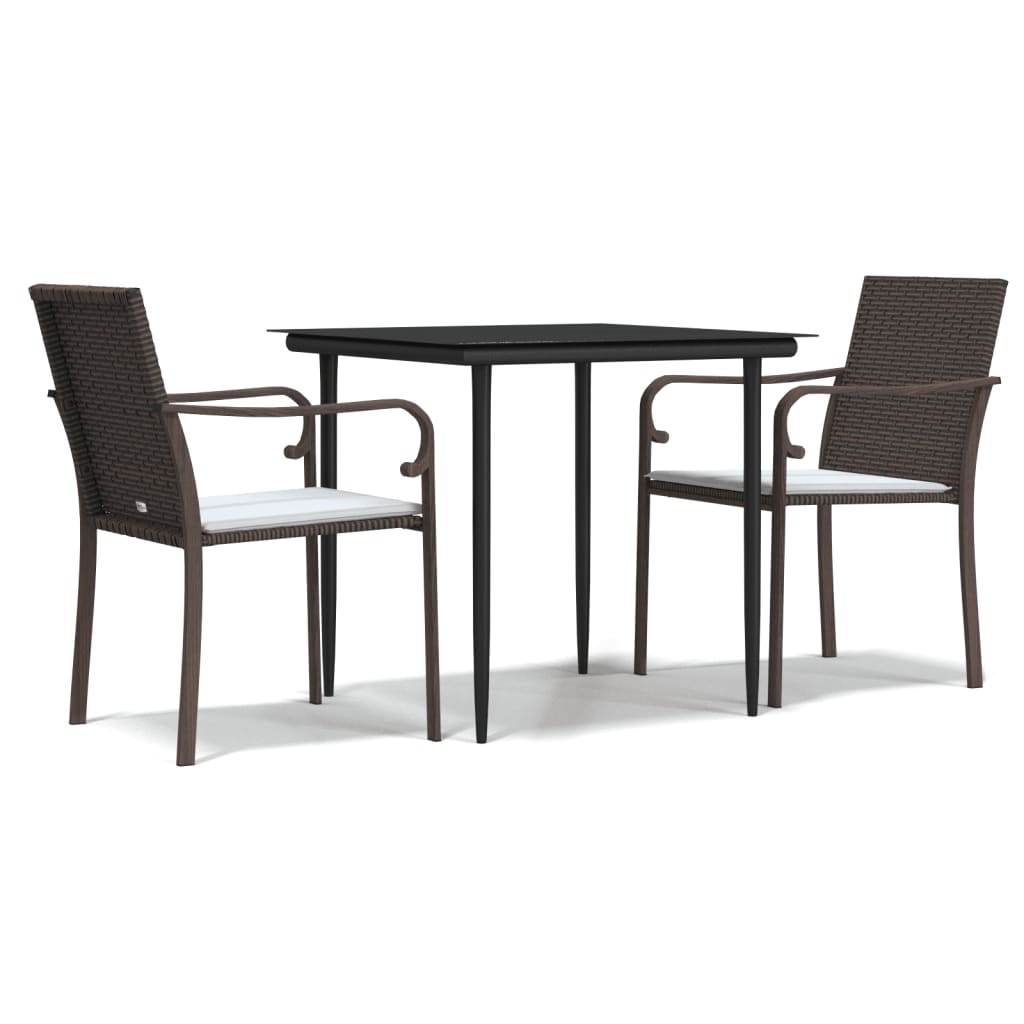 Set mobilier de grădină cu perne, 3 piese, poliratan și oțel GartenMobel Dekor