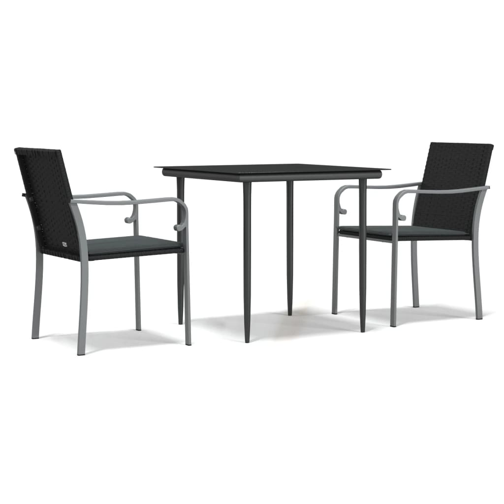 Set mobilier de grădină cu perne, 3 piese, poliratan și oțel GartenMobel Dekor