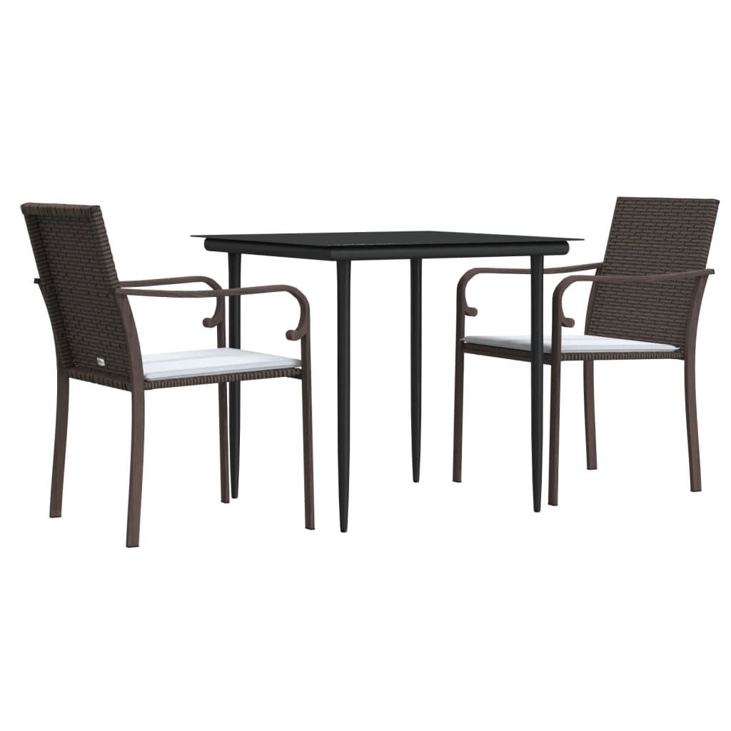 Set mobilier de grădină cu perne, 3 piese, poliratan și oțel GartenMobel Dekor
