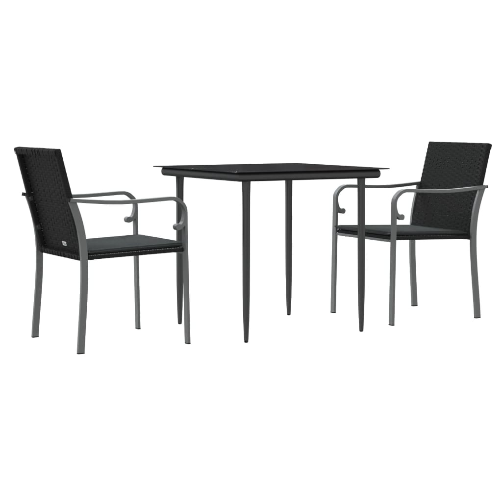 Set mobilier de grădină cu perne, 3 piese, poliratan și oțel GartenMobel Dekor