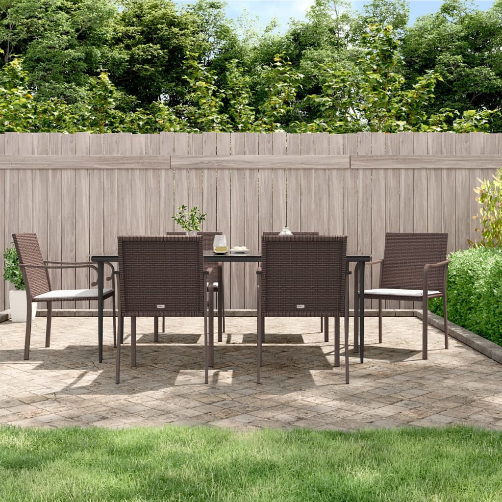Set mobilier de grădină cu perne, 7 piese, poliratan și oțel GartenMobel Dekor