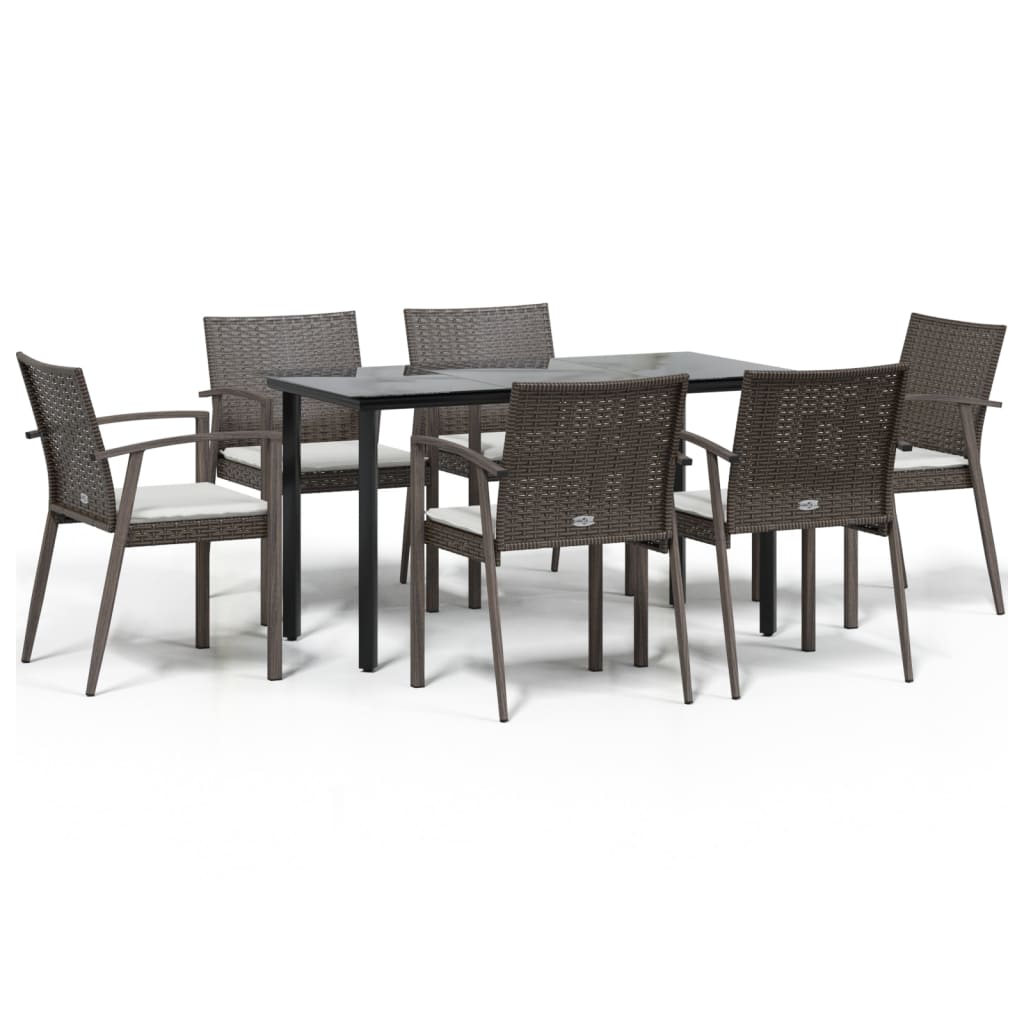 Set mobilier de grădină cu perne, 7 piese, poliratan și oțel GartenMobel Dekor