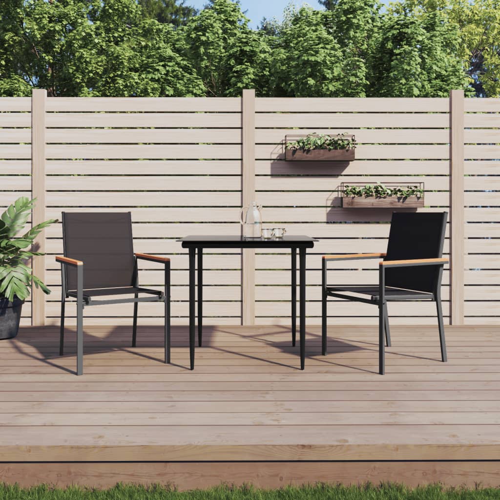 Set mobilier de grădină, 3 piese, negru, textilenă și oțel GartenMobel Dekor