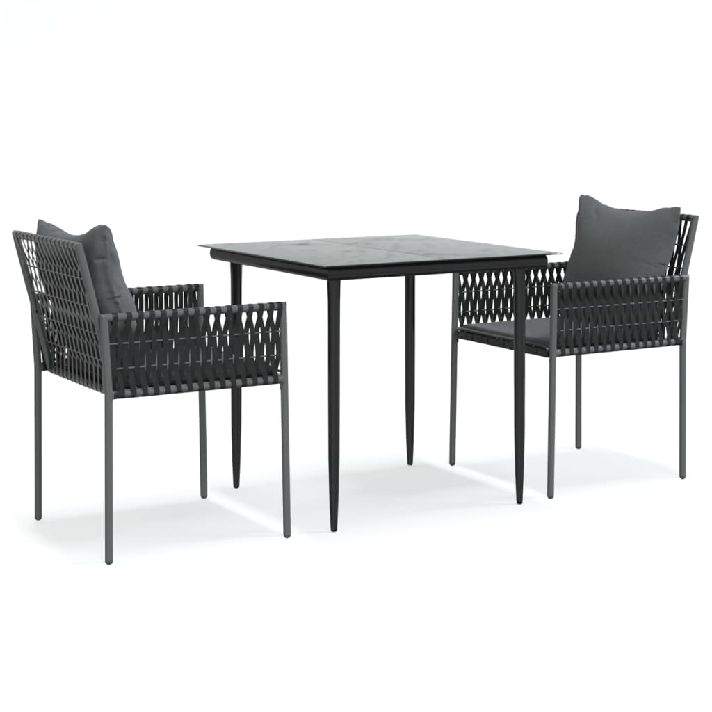 Set mobilier de grădină cu perne, 3 piese, poliratan și oțel GartenMobel Dekor