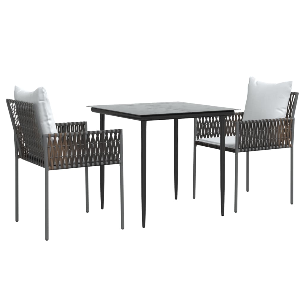 Set mobilier de grădină cu perne, 3 piese, poliratan și oțel GartenMobel Dekor