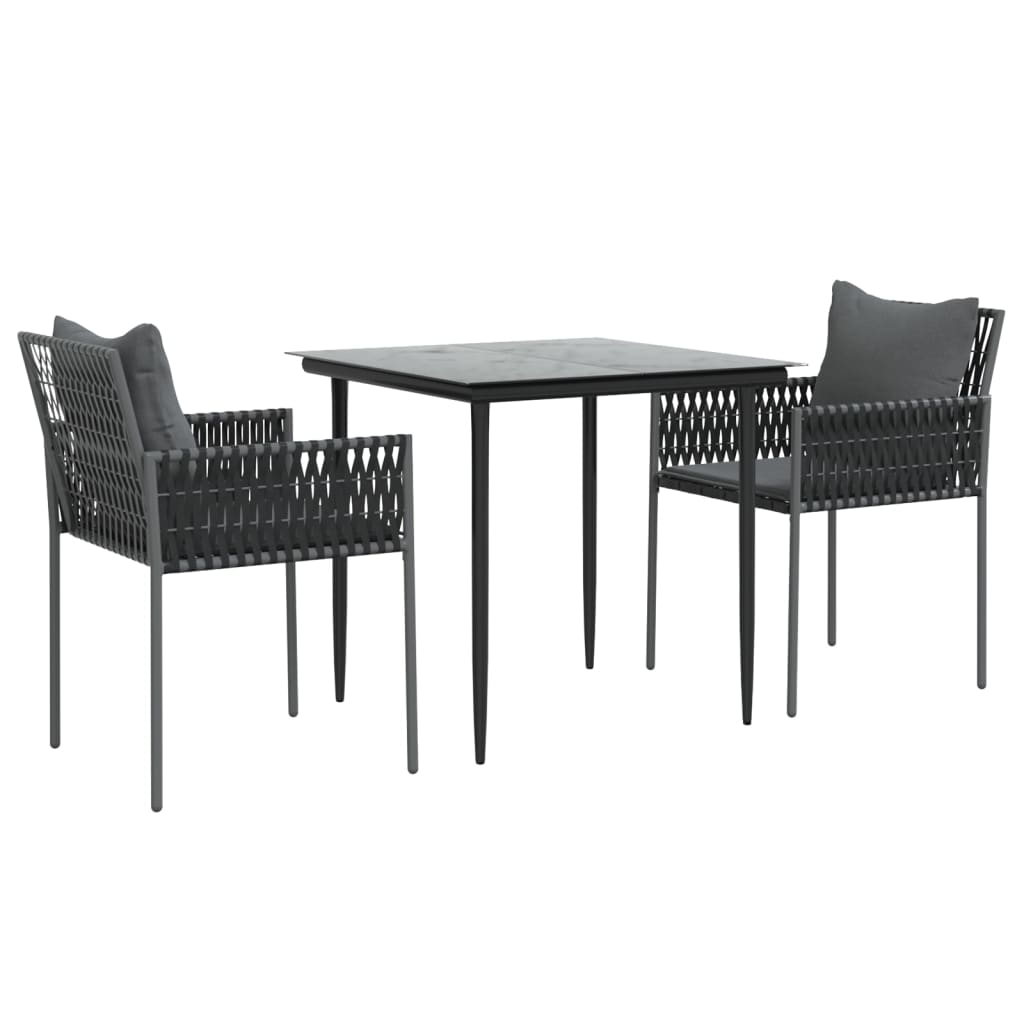 Set mobilier de grădină cu perne, 3 piese, poliratan și oțel GartenMobel Dekor