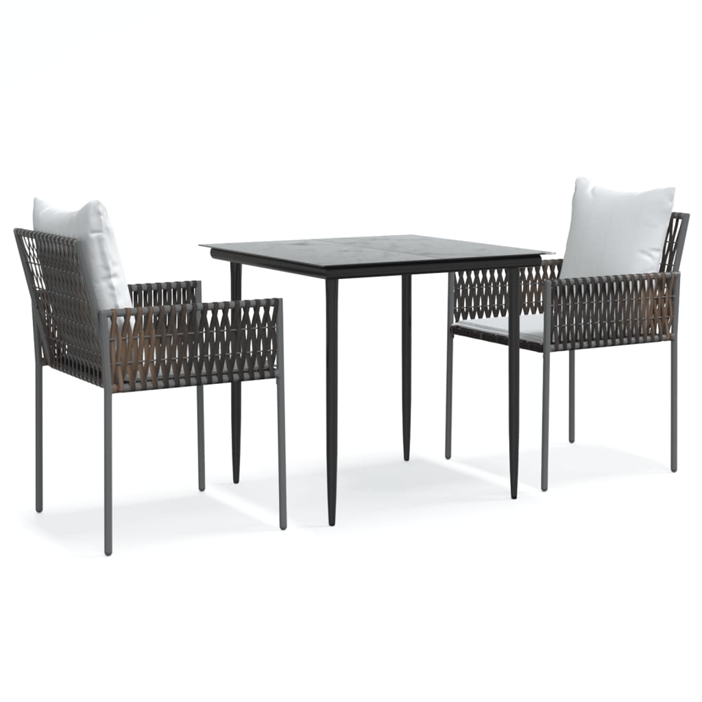 Set mobilier de grădină cu perne, 3 piese, poliratan și oțel GartenMobel Dekor