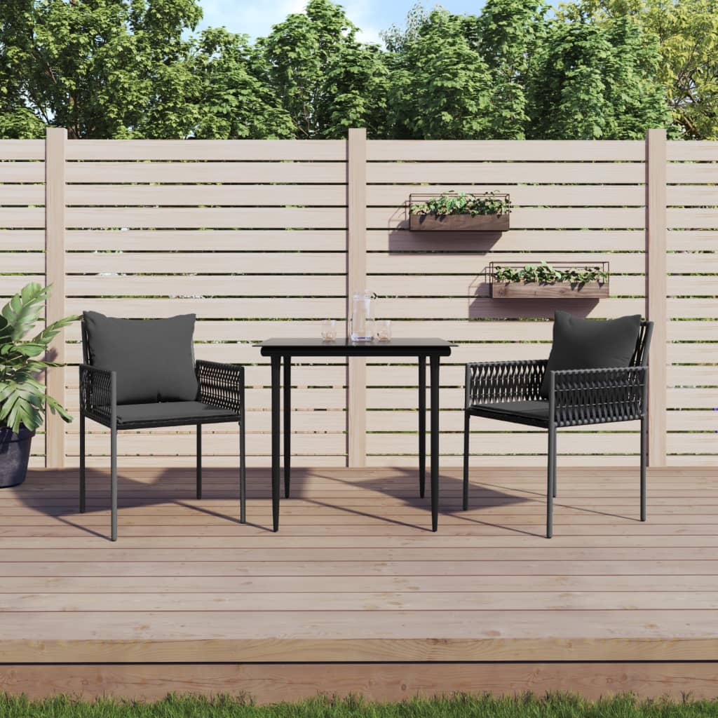 Set mobilier de grădină cu perne, 3 piese, poliratan și oțel GartenMobel Dekor