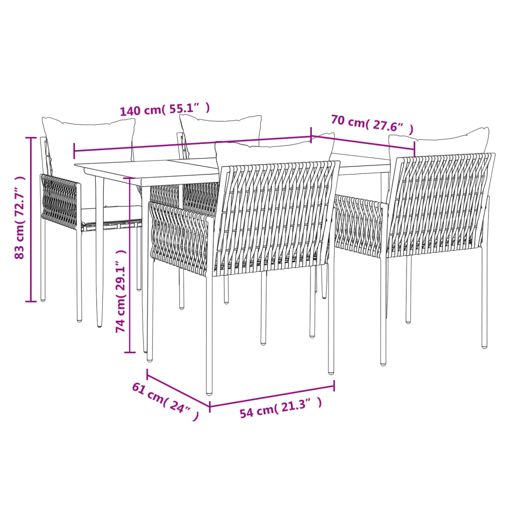 Set mobilier de grădină cu perne, 5 piese, poliratan și oțel GartenMobel Dekor