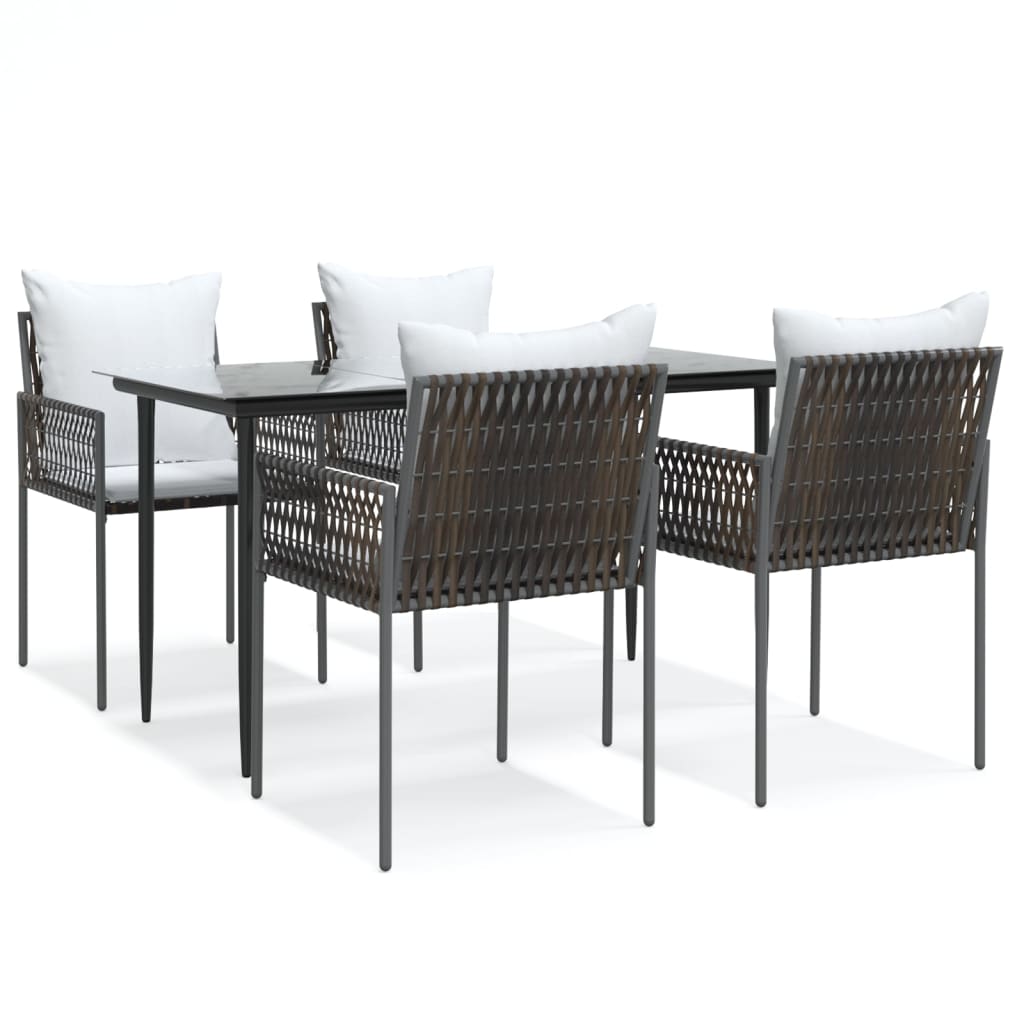 Set mobilier de grădină cu perne, 5 piese, poliratan și oțel GartenMobel Dekor