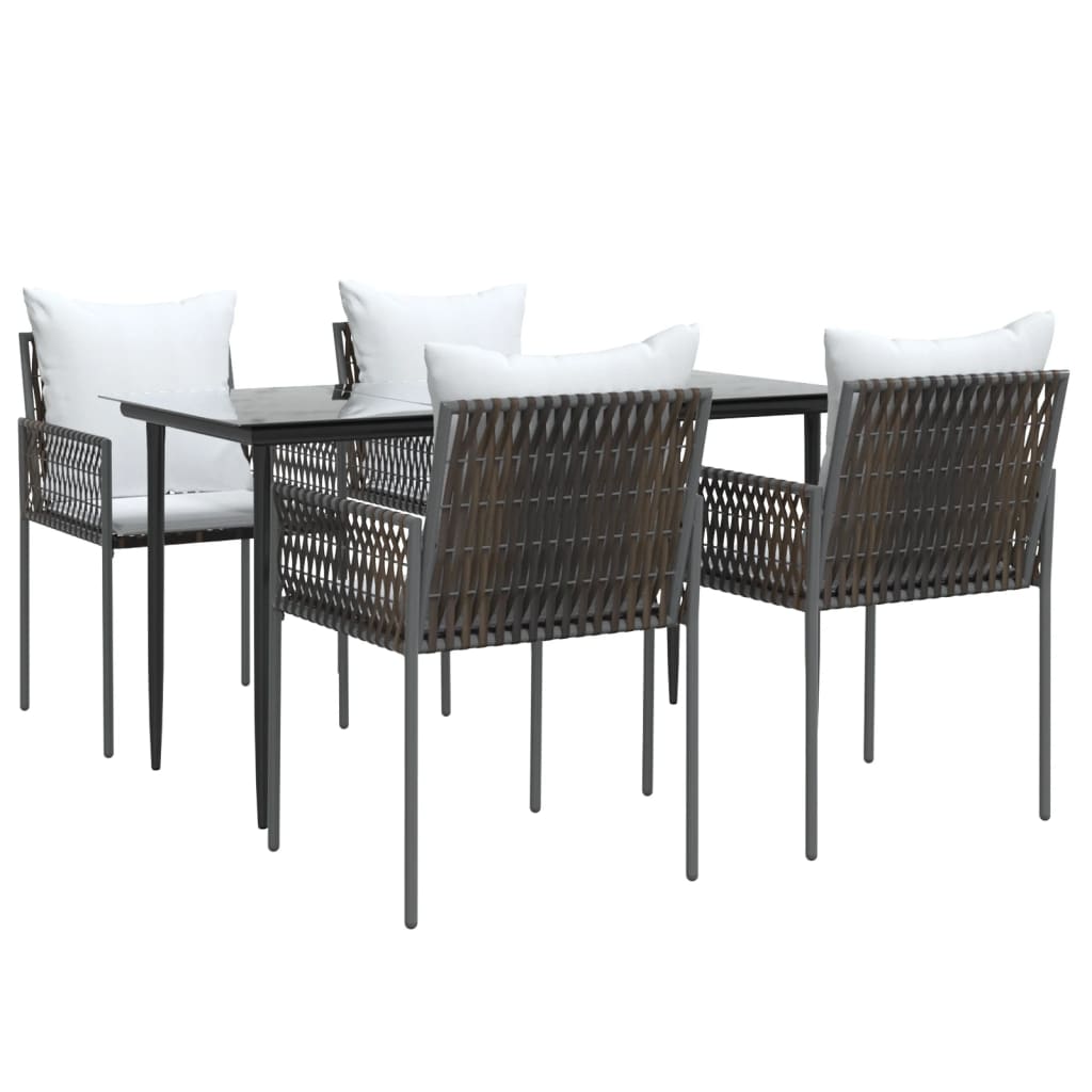 Set mobilier de grădină cu perne, 5 piese, poliratan și oțel GartenMobel Dekor